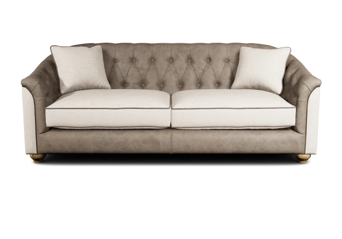 Westbury Large Sofa Combo with Farrow Chalk seats, Tuscany Ash back and arms, and Natural Wax feet