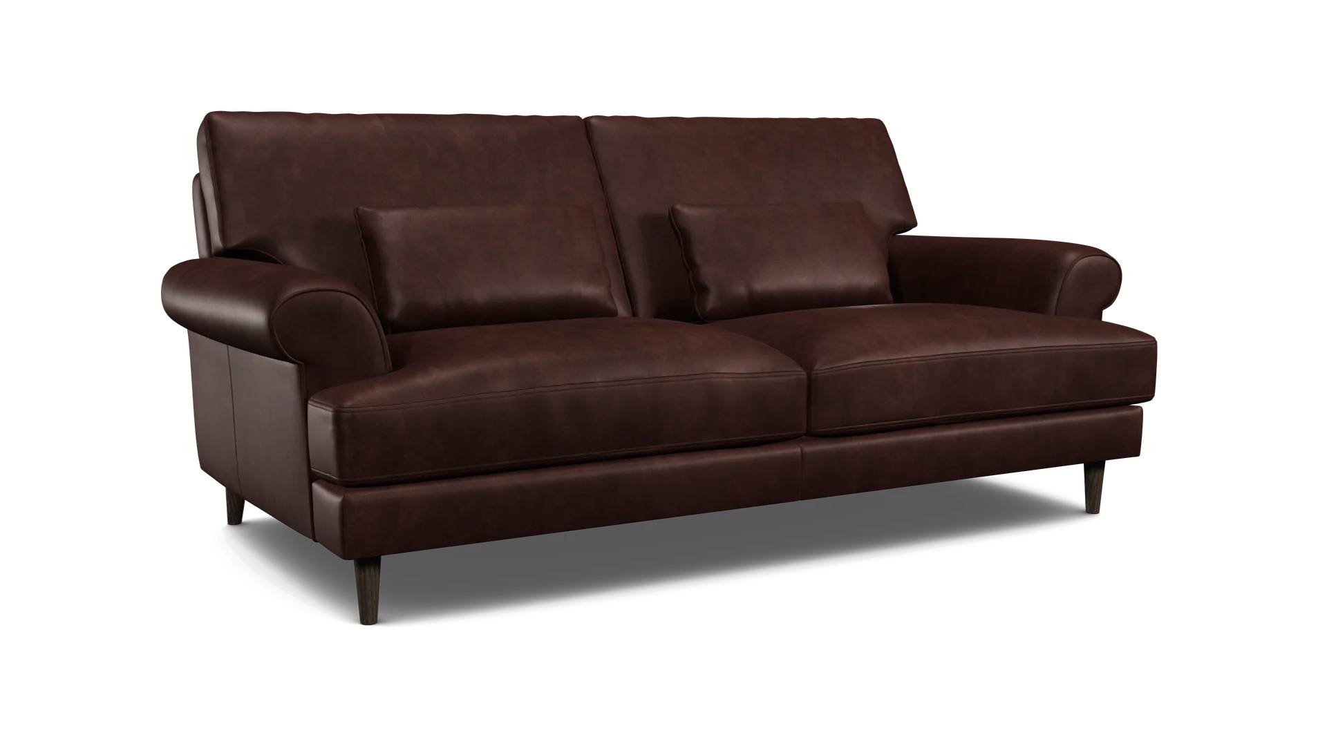 An OV25 cut-out render of a Darlings sofa in Bike Tan leather