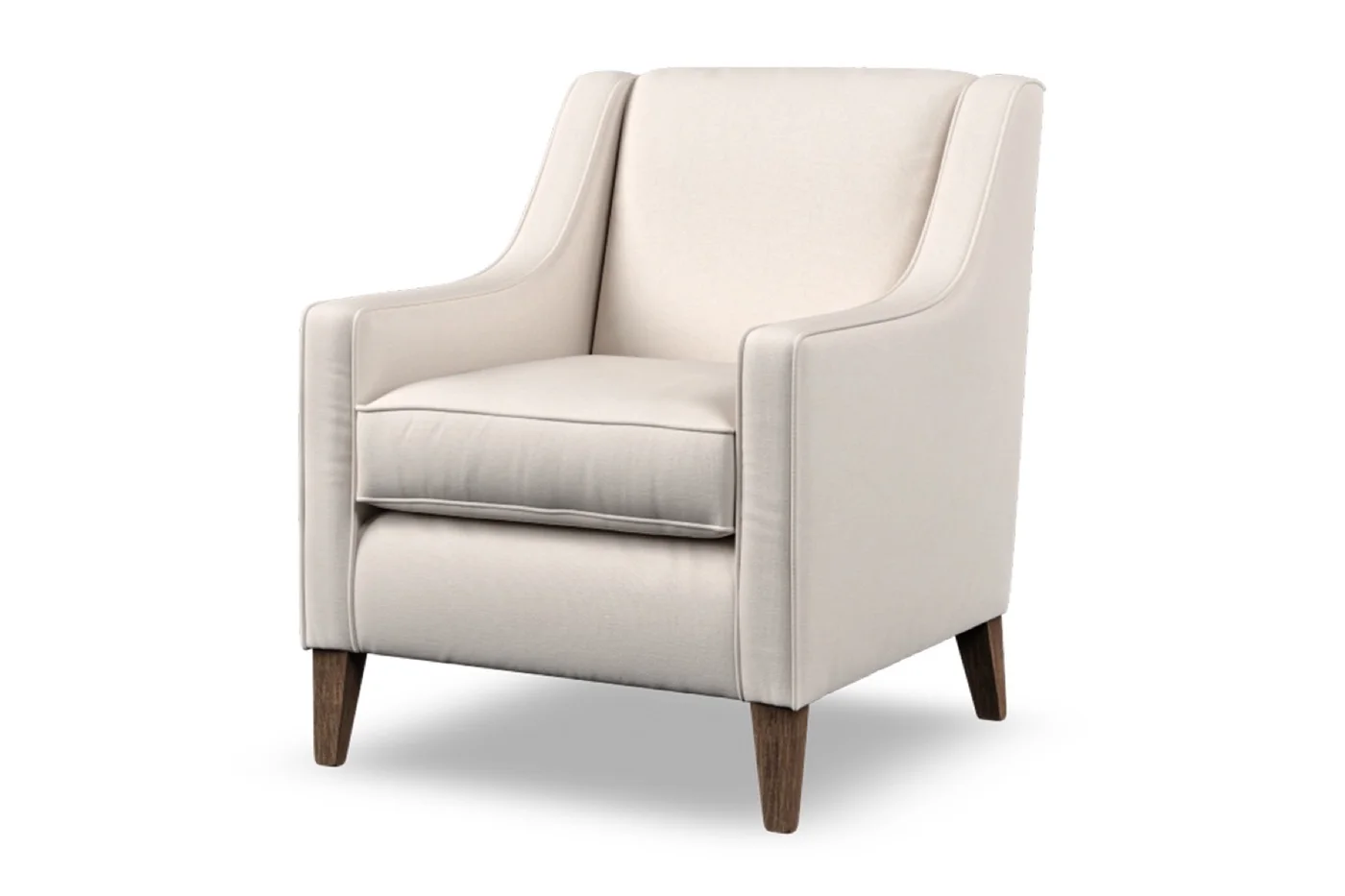 A Tamarisk armchair in pale fabric, shown as a cut-out